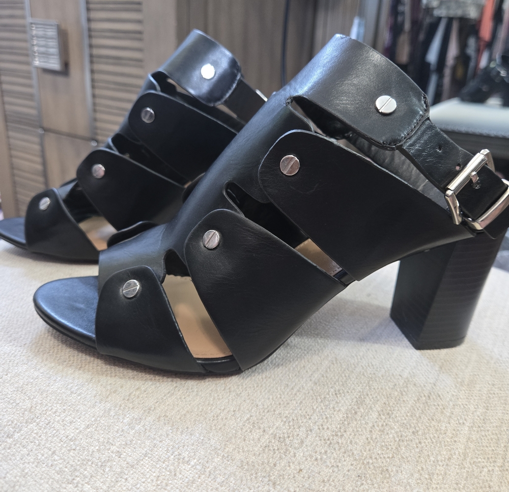 Black Studded Block Heel Sandals